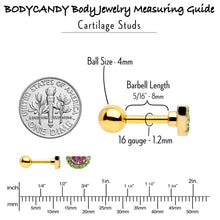 Load image into Gallery viewer, 16G 1/4 Pink Gem Gold Hue Watermelon Yum Cartilage Tragus Earring

