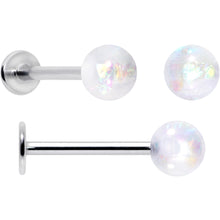 Load image into Gallery viewer, 16G 5/16 3/8 Aurora Gem White Faux Opal Labret Monroe Set of 4
