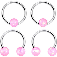 Load image into Gallery viewer, 16G 3/8 Pink Faux Opal Horseshoe BCR Captive Ring Set of 4
