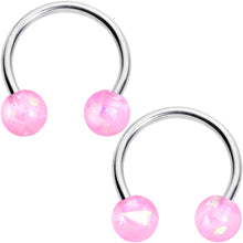 Load image into Gallery viewer, 16G 3/8 Pink Faux Opal Horseshoe BCR Captive Ring Set of 4
