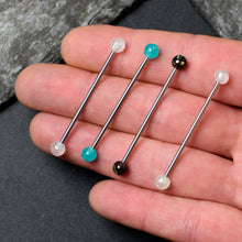Load image into Gallery viewer, 14G Green Aurora Black Faux Opal Pack Industrial Barbell Set of 4
