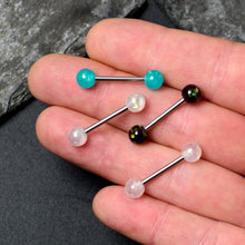 Load image into Gallery viewer, Green Aurora White Black Faux Opal Pack Tongue Ring Set of 4
