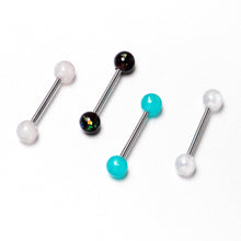 Load image into Gallery viewer, Green Aurora White Black Faux Opal Pack Tongue Ring Set of 4
