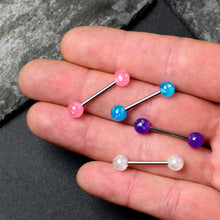 Load image into Gallery viewer, Pink Purple White Faux Opal Pack Tongue Ring Set of 4
