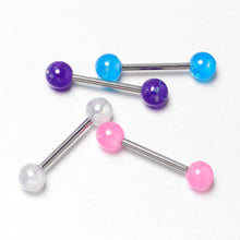 Load image into Gallery viewer, Pink Purple White Faux Opal Pack Tongue Ring Set of 4
