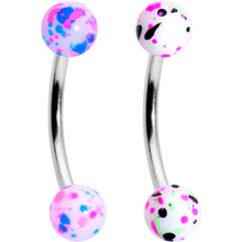 Load image into Gallery viewer, 16G 3/8 Splatter Pink Green Blue Curved Eyebrow Ring Set of 4
