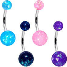 Load image into Gallery viewer, Blue Pink Purple Faux Opal Pack Belly Ring Set of 4
