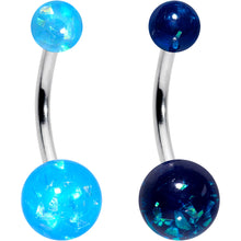 Load image into Gallery viewer, Blue Pink Purple Faux Opal Pack Belly Ring Set of 4
