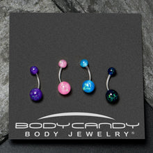 Load image into Gallery viewer, Blue Pink Purple Faux Opal Pack Belly Ring Set of 4
