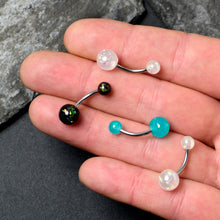 Load image into Gallery viewer, White Aurora Green Black Faux Opal Pack Belly Ring Set of 4
