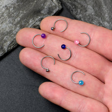 Load image into Gallery viewer, 20G 5/16 Nose Hoop Gem Faux Opal Pack Classy Nose Ring Set of 6
