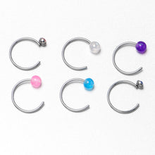Load image into Gallery viewer, 20G 5/16 Nose Hoop Gem Faux Opal Pack Pretty Nose Ring Set of 6
