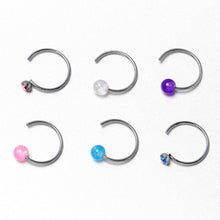 Load image into Gallery viewer, 20G 5/16 Nose Hoop Gem Faux Opal Pack Pretty Nose Ring Set of 6
