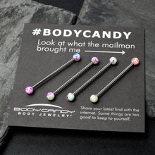 Load image into Gallery viewer, 14G Splatter Pink White Purple Industrial Barbell 38mm Set of 4
