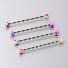 Load image into Gallery viewer, 14G Splatter Pink White Purple Industrial Barbell 38mm Set of 4

