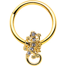 Load image into Gallery viewer, 16G 3/8 Clear Gem Gold Tone Luscious Lizard Hinged Segment Ring
