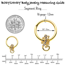 Load image into Gallery viewer, 16G 3/8 Clear Gem Gold Tone Luscious Lizard Hinged Segment Ring
