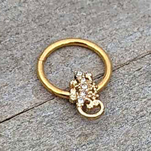 Load image into Gallery viewer, 16G 3/8 Clear Gem Gold Tone Luscious Lizard Hinged Segment Ring
