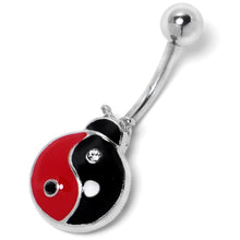 Load image into Gallery viewer, Clear Gem Ladybug Yin Yang Belly Ring
