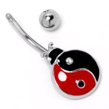 Load image into Gallery viewer, Clear Gem Ladybug Yin Yang Belly Ring
