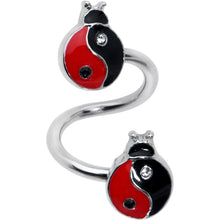 Load image into Gallery viewer, Clear Gem Ladybug Yin Yang Spiral Twister Belly Ring
