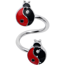 Load image into Gallery viewer, Clear Gem Ladybug Yin Yang Spiral Twister Belly Ring
