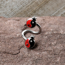 Load image into Gallery viewer, Clear Gem Ladybug Yin Yang Spiral Twister Belly Ring

