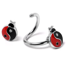 Load image into Gallery viewer, Clear Gem Ladybug Yin Yang Spiral Twister Belly Ring
