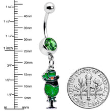 Load image into Gallery viewer, Green Gem Fancy Leprechaun St Patricks Dangle Belly Ring
