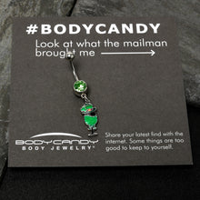 Load image into Gallery viewer, Green Gem Fancy Leprechaun St Patricks Dangle Belly Ring
