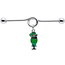 Load image into Gallery viewer, 14G Fancy Leprechaun St Patricks Dangle Project Bar 38mm

