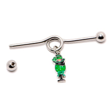 Load image into Gallery viewer, 14G Fancy Leprechaun St Patricks Dangle Project Bar 38mm
