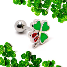 Load image into Gallery viewer, 16G 1/4 Ladybug Shamrock St Patricks Cartilage Tragus Earring
