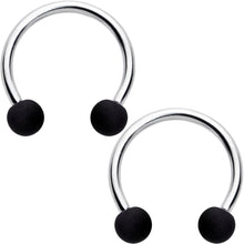 Load image into Gallery viewer, 16G 3/8 Matte Black White Grey Horseshoe Circular Barbell Set of 6
