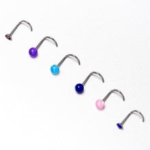 Load image into Gallery viewer, 20G Nose Screw Gem Faux Opal Pack Classy Nose Ring Set of 6
