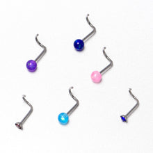 Load image into Gallery viewer, 20G Nose Screw Gem Faux Opal Pack Classy Nose Ring Set of 6
