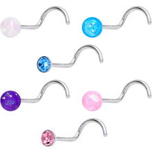 Load image into Gallery viewer, 20G Nose Screw Gem Faux Opal Pack Pretty  Nose Ring Set of 6
