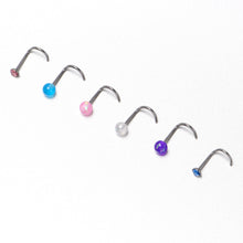 Load image into Gallery viewer, 20G Nose Screw Gem Faux Opal Pack Pretty  Nose Ring Set of 6

