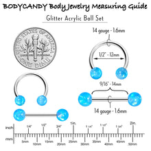 Load image into Gallery viewer, 14G 9/16 Blue Faux Opal Horseshoe Barbell Nipple Ring Set of 4
