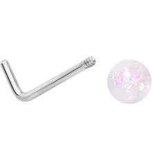 Load image into Gallery viewer, 20G 1/4 Pink Gem Purple Pink Faux Opal Pack L Shape Nose Ring Set of 6
