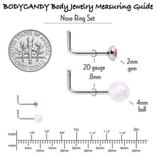 Load image into Gallery viewer, 20G 1/4 Pink Gem Purple Pink Faux Opal Pack L Shape Nose Ring Set of 6
