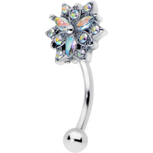 Load image into Gallery viewer, 16G 5/16 Aurora CZ Gem Snowflake Style Curved Eyebrow Ring
