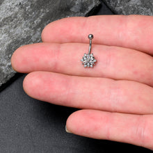 Load image into Gallery viewer, 16G 5/16 Aurora CZ Gem Snowflake Style Curved Eyebrow Ring
