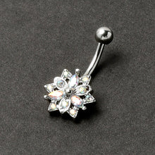 Load image into Gallery viewer, 16G 5/16 Aurora CZ Gem Snowflake Style Curved Eyebrow Ring
