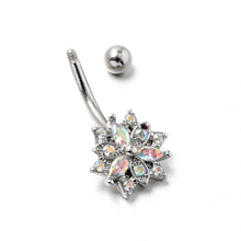Load image into Gallery viewer, 16G 5/16 Aurora CZ Gem Snowflake Style Curved Eyebrow Ring
