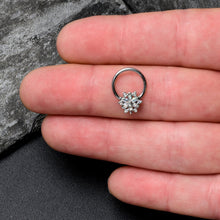 Load image into Gallery viewer, 16G 3/8 Aurora CZ Gem Snowflake Style Hinged Segment Ring
