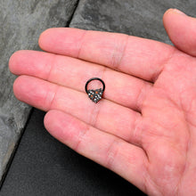 Load image into Gallery viewer, 16G 3/8 Clear Red CZ Gem Black Heart Floral Hinged Segment Ring
