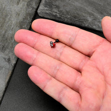 Load image into Gallery viewer, 16G 1/4 Clear Gem Black Bleeding Heart Cartilage Tragus Earring
