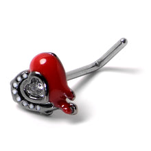 Load image into Gallery viewer, 20G 7mm Clear Gem Bleeding Heart L Shape Nose Ring
