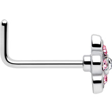 Load image into Gallery viewer, 20G 7mm Pink Radiant Blossom Flower L Shape Nose Ring
